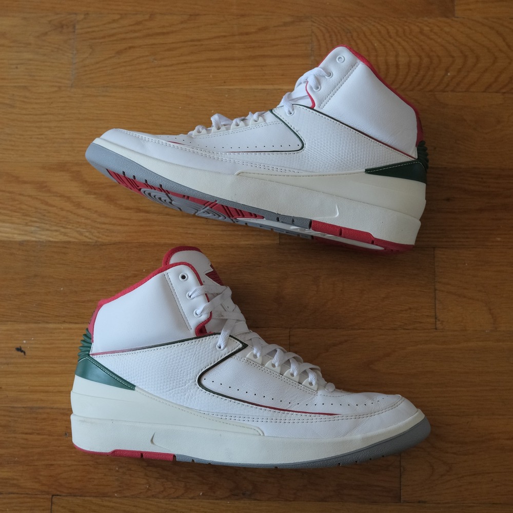Jordan Air Jordan 2 White Red Green Christmas High Top Sneakers 13 DR8884-101